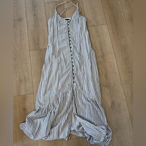 Abercrombie & Fitch Blue and White Striped Maxi Dress